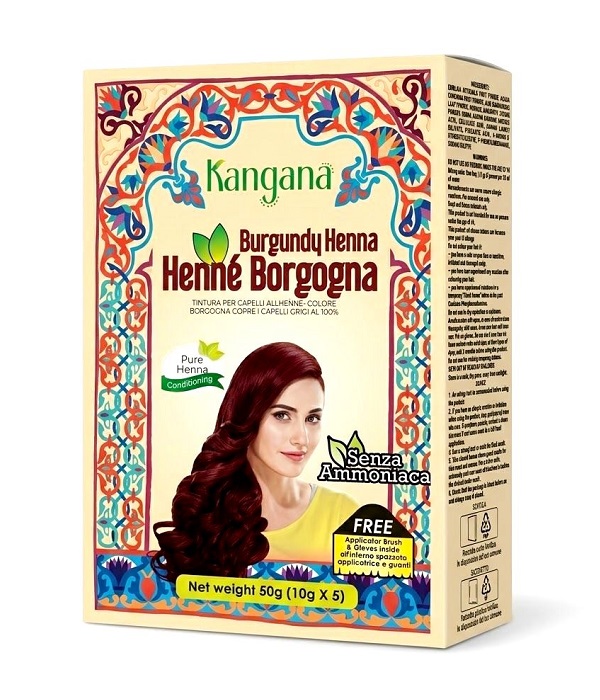 Henné Borgogna in polvere per capelli - Kangana 50g. (5 bustine)